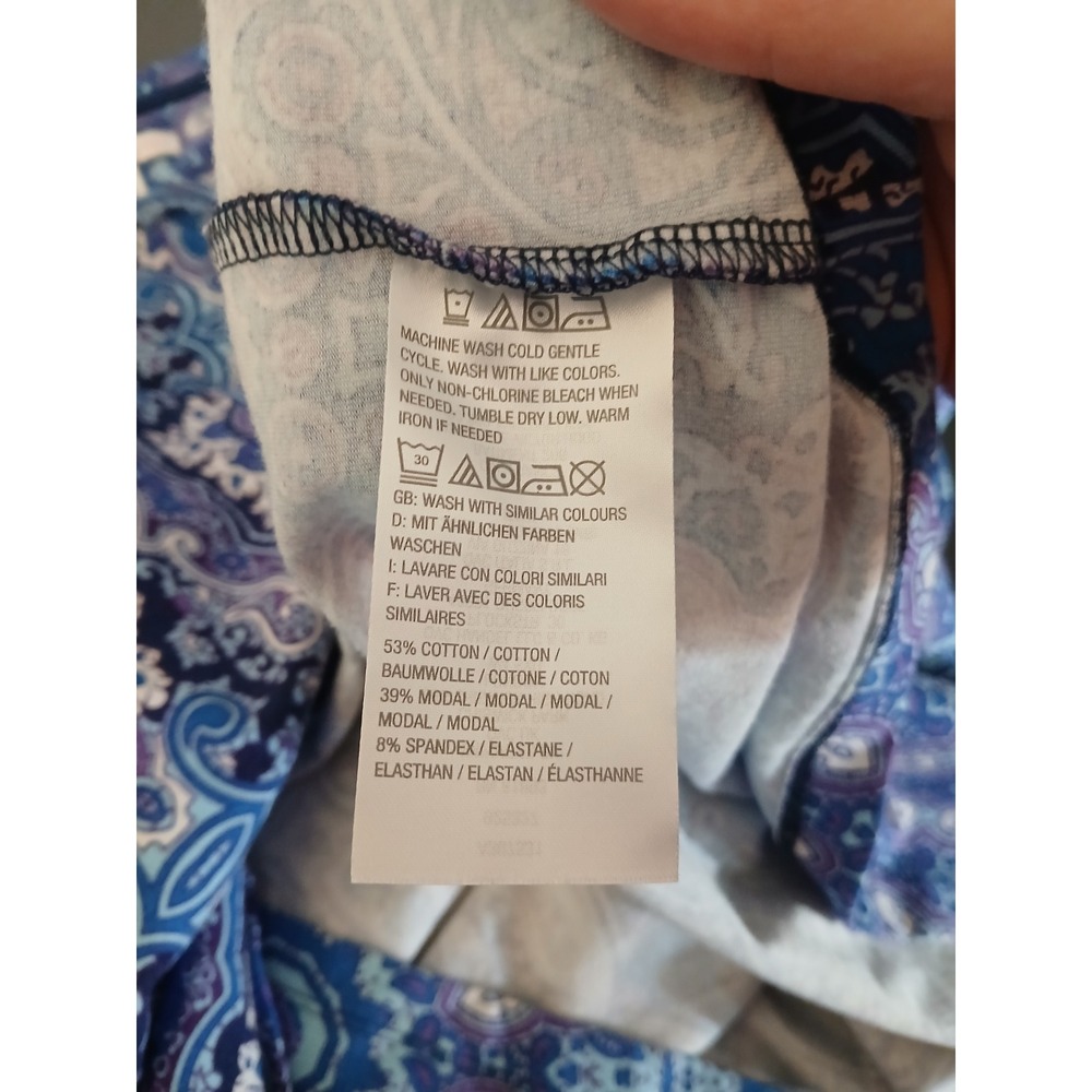 Isaac Mizrahi Live Blue Paisley Medallion Cotton Modal T-Shirt Dress Womens 2X - Picture 9 of 10